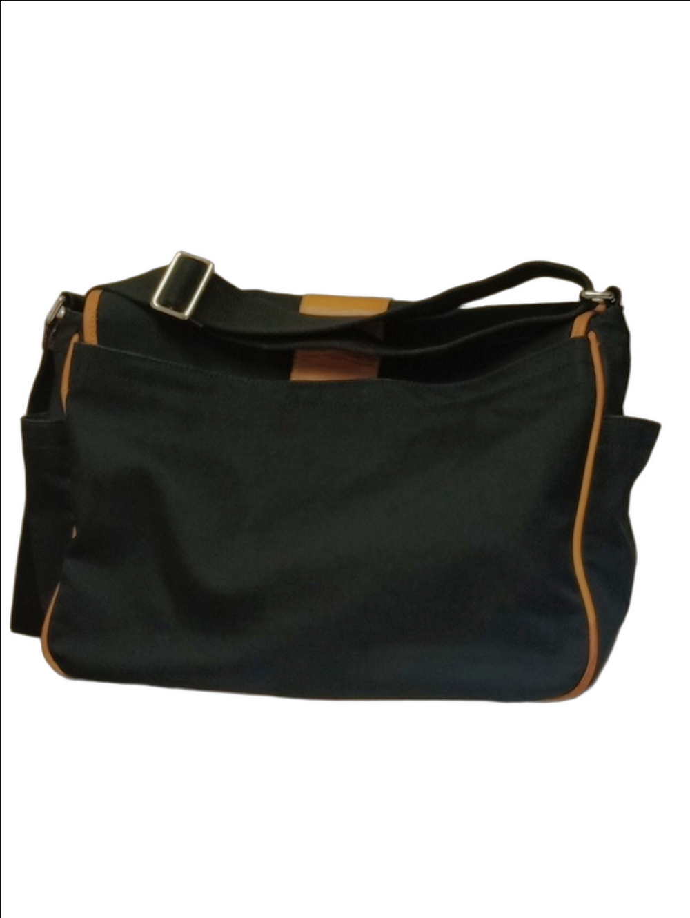 COACH "HUDSON" MESSENGER LAPTOP BUSINESS TRAVEL BLACK BAG WITH TAN LEATHER TRIM - Picture 4 of 16